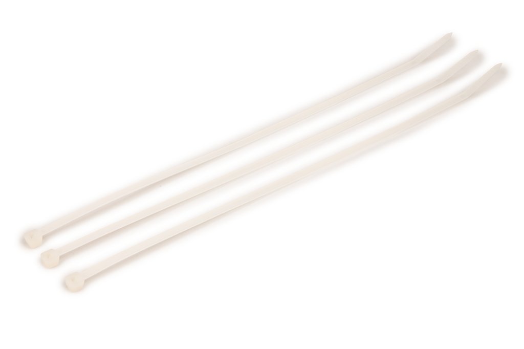 3M™ Standard Nylon Cable Ties are made with high-quality nylon 6/6 and designed to secure wire bundles and harness components quickly, without slipping. The curved tip allows for faster threading and installation, and they feature a self-locking head.