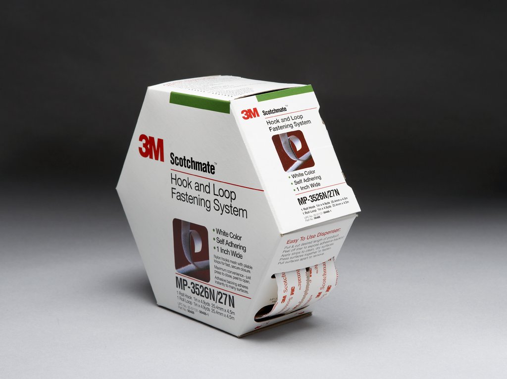 3M™ Hook and Loop Fastener MP3526N/MP3527N is a best in class fastener that provides design flexibility and fast product assembly. With its high performance rubber-based pressure sensitive adhesive backing, this fastener allows for easy and convenient attachment to a variety of substrates, including plastics.