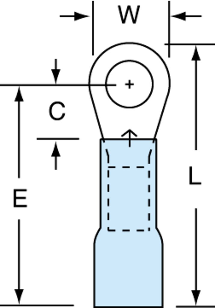 3M™ Scotchlok™ Color-Coded Heat Shrink Large Ring Tongue Terminal ensures an ideal fit and offers reliable performance. The brazed-seam barrel is covered by an adhesive-lined polyolefin tubing to offer moisture-seal protection. It withstands temperatures of 221 degrees F (105 degrees C). Electrolytic copper construction offers good conductivity and a tin-plated finish resists corrosion.