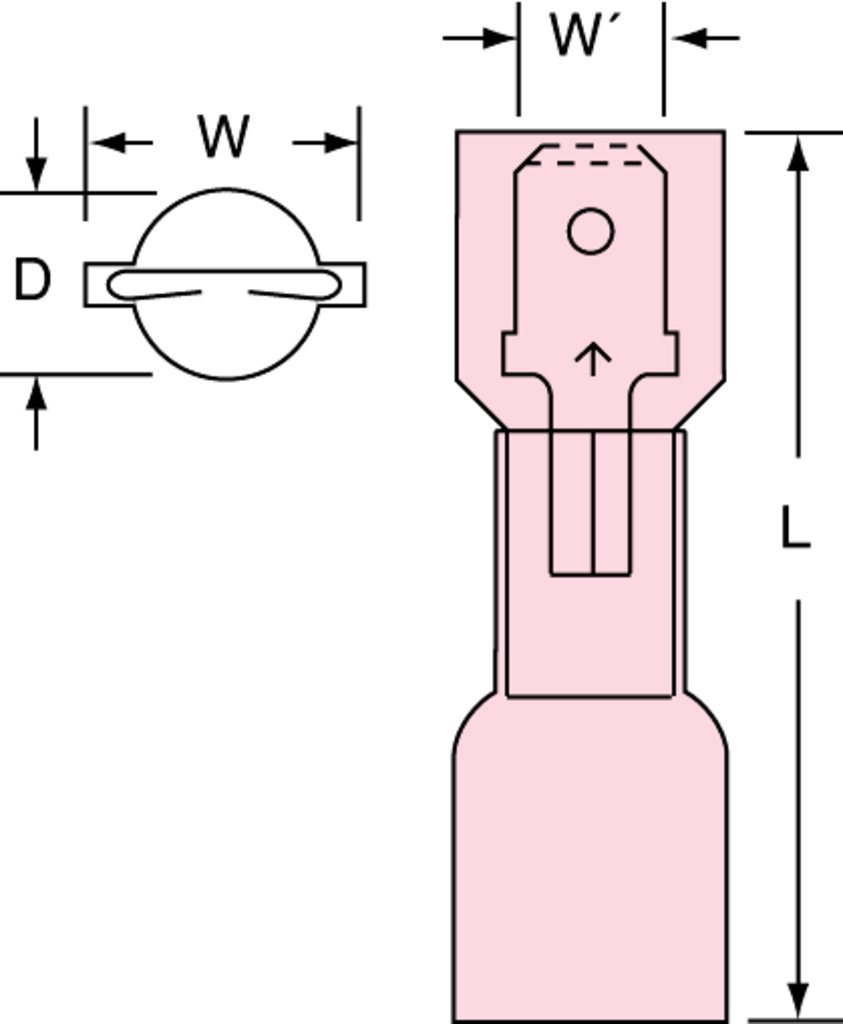 3M™ Scotchlok™ Color-Coded Heat Shrink Male Disconnect Terminal allows for quick and easy disconnect. The butted-seam barrel is covered by an adhesive-lined polyolefin tubing to offer moisture-seal protection. It withstands a maximum temperature of 221 degrees F (105 degrees C). Its electrolytic copper construction offers good conductivity and a tin-plated finish resists corrosion.