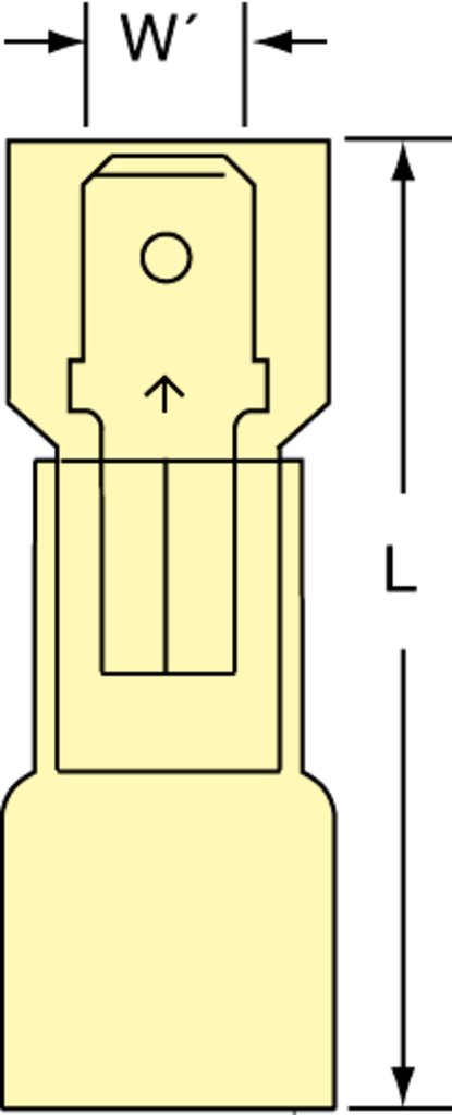 3M™ Scotchlok™ Color-Coded Heat Shrink Male Disconnect Terminal allows for quick and easy disconnect. The butted-seam barrel is covered by an adhesive-lined polyolefin tubing to offer moisture-seal protection. It withstands a maximum temperature of 221 degrees F (105 degrees C). Its electrolytic copper construction offers good conductivity and a tin-plated finish resists corrosion.