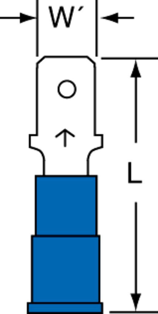 3M™ Scotchlok™ Color-Coded Standard Male Disconnect Terminal offers superior holding force while allowing for quick and easy disconnect. The terminal has a vinyl-insulated, butted-seam barrel and withstands temperatures of -40 to 221 degrees F (-40 to 105 degrees C). Its electrolytic copper construction offers good conductivity and a tin-plated finish resists corrosion.