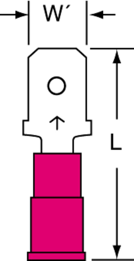 3M™ Scotchlok™ Color-Coded Standard Male Disconnect Terminal offers superior holding force while allowing for quick and easy disconnect. The terminal has a vinyl-insulated, butted-seam barrel and withstands temperatures of -40 to 221 degrees F (-40 to 105 degrees C). Its electrolytic copper construction offers good conductivity and a tin-plated finish resists corrosion.