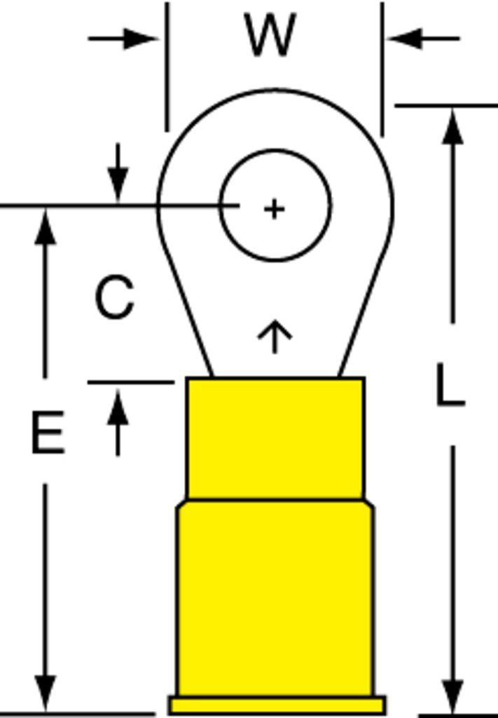 3M™ Scotchlok™ Color-Coded Ring Tongue Terminal ensures an ideal fit while offering reliable and safe performance. The terminal has a nylon-insulated, butted-seam barrel and withstands temperatures of -40 to 221 degrees F (-40 to 105 degrees C). Electrolytic copper construction offers good conductivity and a tin-plated finish resists corrosion.