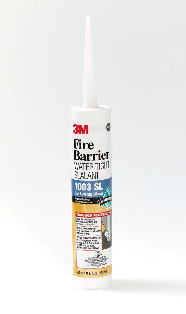 Our 3M™ Fire Barrier Water Tight Sealant 1003 SL is a self-leveling silicone sealant firestop that creates a flexible seal and resists moisture across floors and other horizontal surfaces. This ready-to-use, single component neutral cure firestop is tested to ASTM and UL standards to help control the spread of fire, smoke and noxious gasses.