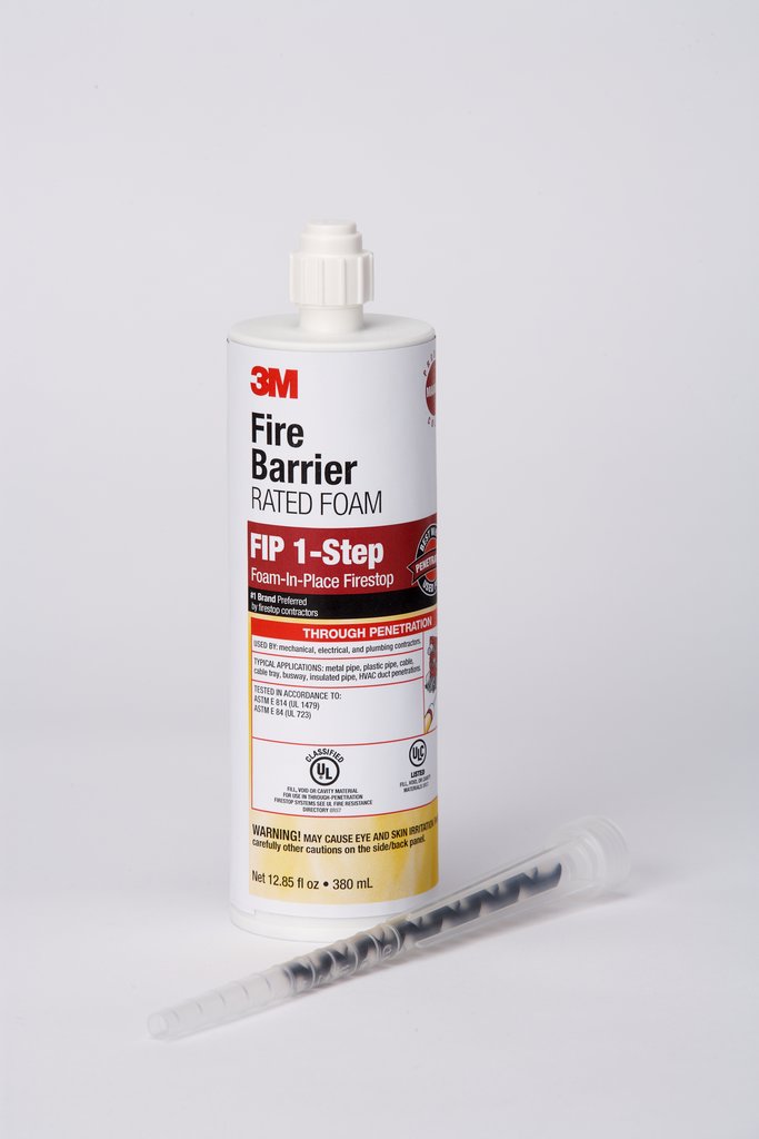 Designed to expand up to 5 times in volume after dispensing, 3M™ Fire Barrier Rated Foam FIP 1-Step is a two-part urethane, smoke, sound and firestopping foam. This intumescent foam can be used to fill the annular space created by pipes and cables pe...