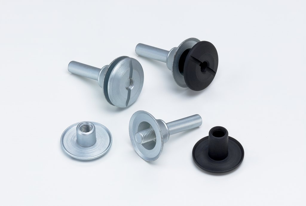 A small but mighty abrasive accessory, 3M™ Unitized Wheel Mandrels secures Scotch-Brite™ Unitized Wheels (sold separately) to a rotary tool with a ¼ collet (such as a die grinder) for edge deburring and finishing.
