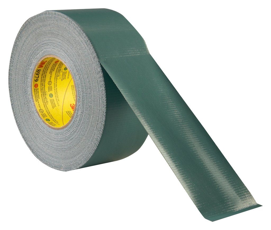 Constructed of polyethylene film laminated to cloth with a rubber adhesive, this tape resists curling and tears off the roll cleanly for easy application on rough surfaces. 3M™ Performance Plus Duct Tape 8979 has a unique construction that allows for applications indoors and outdoors. It is removable with little or no adhesive residue up to six months after application.