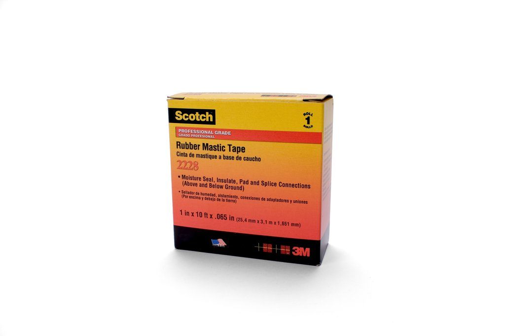 Scotch® Tape 2228 is a 65 mil thick, premium grade, highly conformable tape used to insulate, pad and seal bus bar and splice connections. It withstands temperatures up to 194 °F (90 °C).