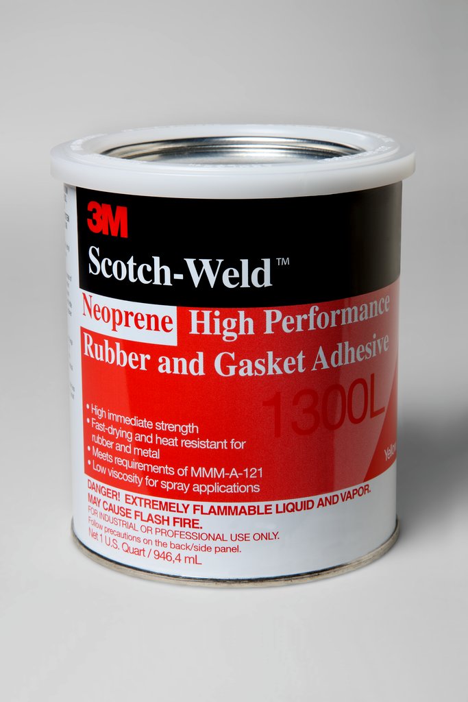 3M™ Neoprene High Performance Rubber and Gasket Adhesive 1300 is a versatile, solvent based adhesive. It offers high immediate strength and good heat resistance, and is commonly us...