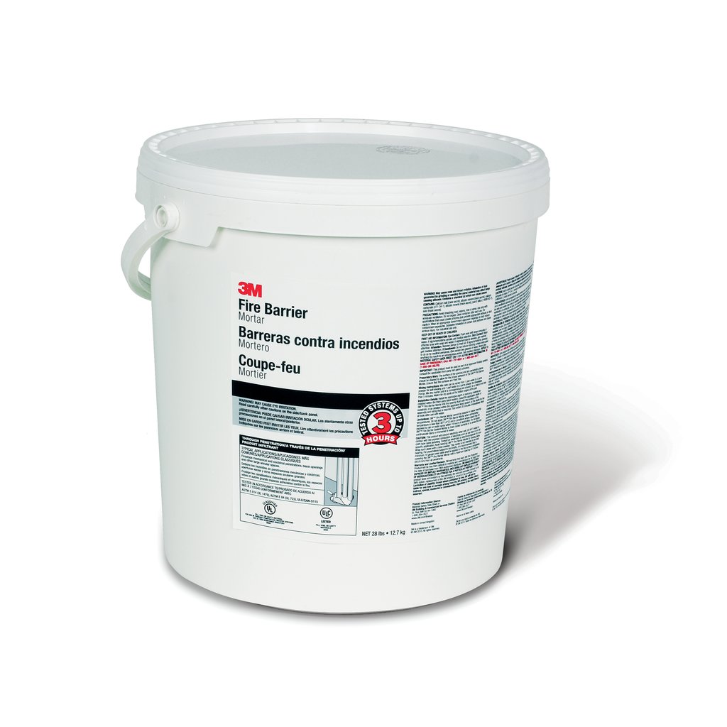 3M™ Fire Barrier Mortar is a lightweight, gypsum-based powder that mixes with water to form a heat-absorbing firestop for through penetrations in fire-rated floor or wall assemblies. Versatile mortar can be mixed self-leveling or non-sag, and adheres to a range of construction substrates and penetrants. It also acts as a heat sink, reducing the chance of fire on unexposed sides of the assembly.