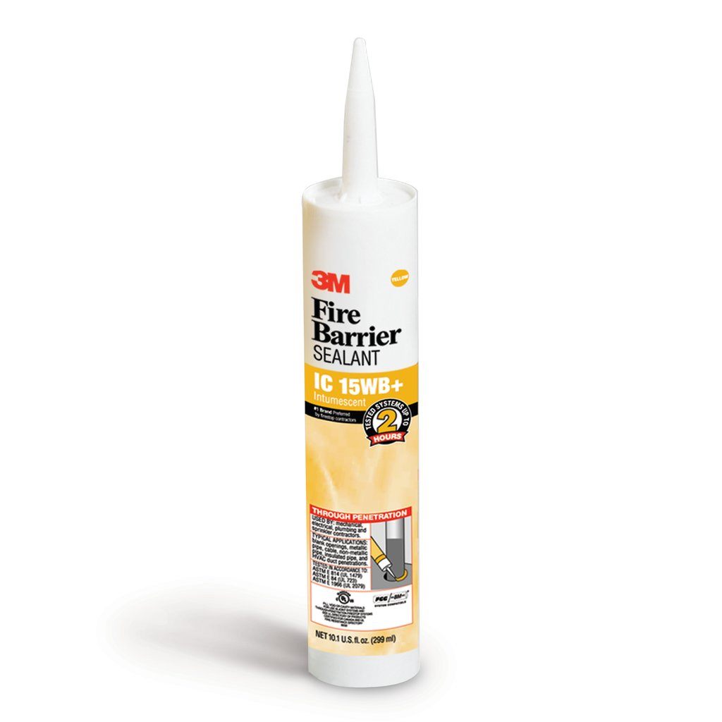 Engineered to form a monolithic seal after drying, 3M™ Fire Barrier Sealant IC 15WB+ is a yellow, one-part, gun-grade, intumescent firestop sealant that provides up to 3-hour fire protection in tested and listed systems. This helps prevent the spread of fire, smoke and noxious gas, while also acting as an acoustic barrier to help minimize noise transfer.