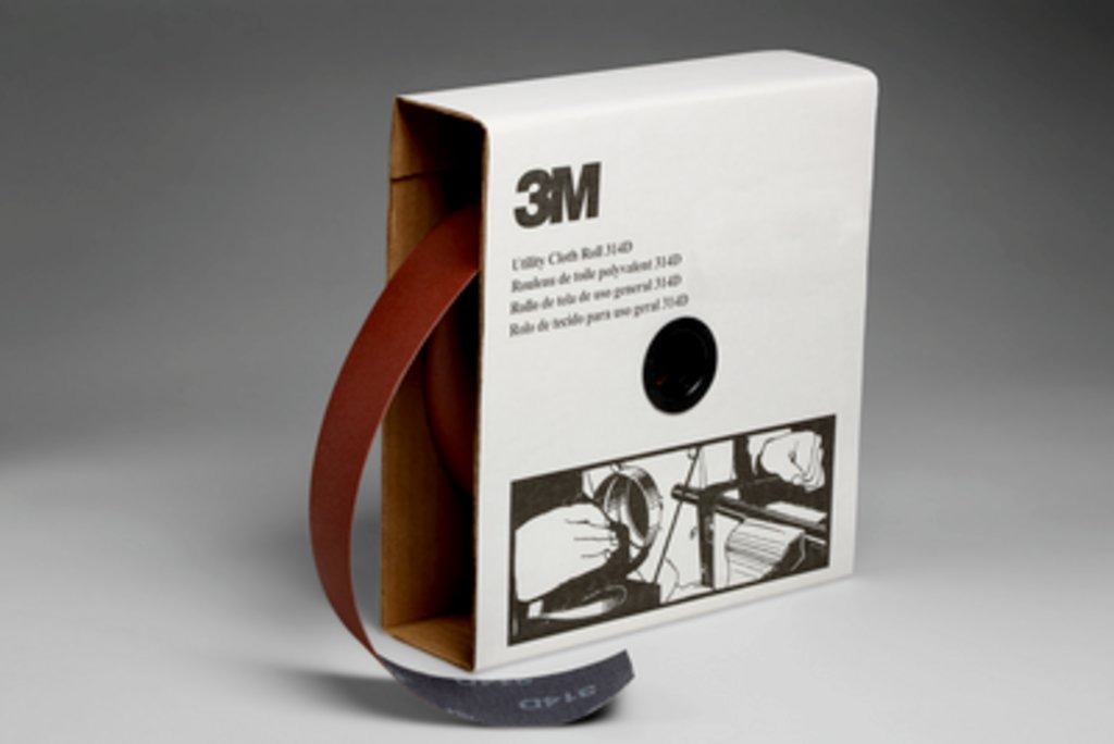 3M™ Utility Cloth Roll 314D provides light-weight cloth sanding strips used for hand sanding in many different applications. Constructed with aluminum oxide abrasive, our utility rolls come in a range of grades for common applications such as deburring, blending and repairing metal finishes, rust or other contaminant removal, and surface preparation for paints and coatings.