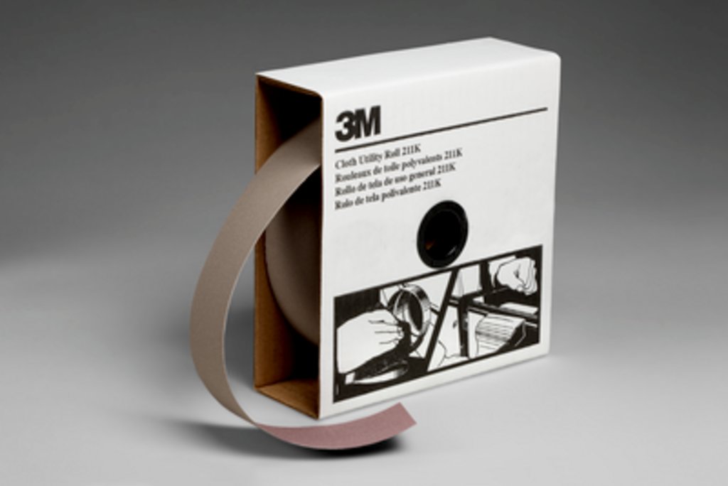 3M™ Utility Cloth Roll 211K is a light J-weight cloth abrasive for general maintenance work. This closed coat aluminum oxide abrasive comes in a range of grades for common applications like repairing metal finishes, removing rust, deburring, blending and surface preparation for paints and coatings.