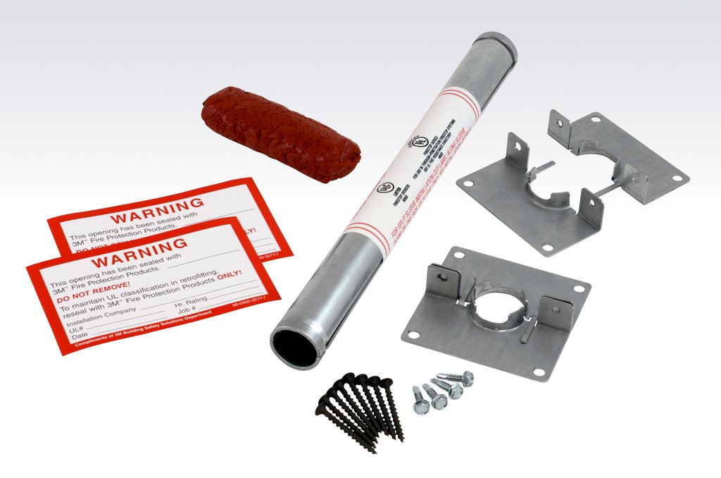 3M™ Fire Barrier Putty Sleeve Kits are designed to help prevent the passage of fire and smoke in new or existing cable penetrations through walls or floors. These kits are tested up to 4 hours for fire-rated through penetration systems (in accordance with ASTM E814). No gasket is required with this product and it allows for both new and retrofit data and telecom cable firestop installations.