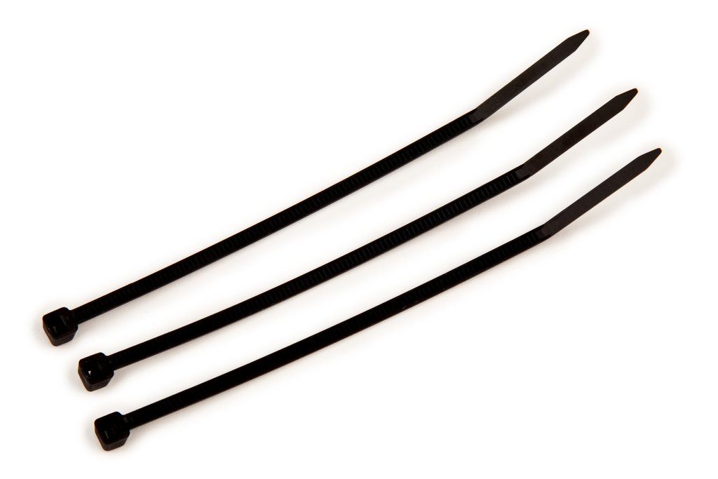 3M™ Standard Nylon Cable Ties are made with high-quality nylon 6/6 and designed to secure wire bundles and harness components quickly, without slipping. The curved tip allows for faster threading and installation, and they feature a self-locking head.