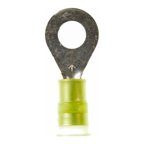 3M™ Scotchlok™ Color-Coded Small Ring Tongue Terminal ensures an ideal fit while offering reliable and safe performance. The terminal has a nylon-insulated, butted-seam barrel and withstands temperatures of -40 to 221 degrees F (-40 to 105 degrees C). Electrolytic copper construction offers good conductivity and a tin-plated finish resists corrosion.