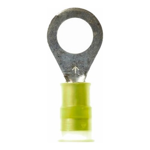 3M™ Scotchlok™ Color-Coded Small Ring Tongue Terminal ensures an ideal fit while offering reliable and safe performance. The terminal has a nylon-insulated, butted-seam barrel and withstands temperatures of -40 to 221 degrees F (-40 to 105 degrees C). Electrolytic copper construction offers good conductivity and a tin-plated finish resists corrosion.