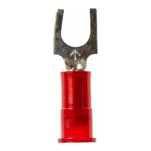 3M™ Scotchlok™ Color-Coded Block Fork is a lug connection terminal that ensures an ideal fit while offering reliable and safe performance. The terminal has a nylon-insulated, butted-seam barrel and withstands temperatures of -40 to 221 degrees F (-40 to 105 degrees C). Electrolytic copper construction offers good conductivity and a tin-plated finish resists corrosion.
