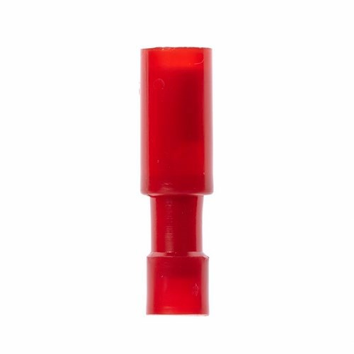 3M™ Scotchlok™ Color-Coded Bullet Style Female Disconnect Terminal has dents and rolled edges to offer superior holding force while allowing for easy disconnect. The snap plug has a nylon-insulated, butted-seam barrel and withstands temperatures of -40 to 221 degrees F (-40 to 105 degrees C). Its durable brass construction offers good conductivity and a tin-plated finish resists corrosion.