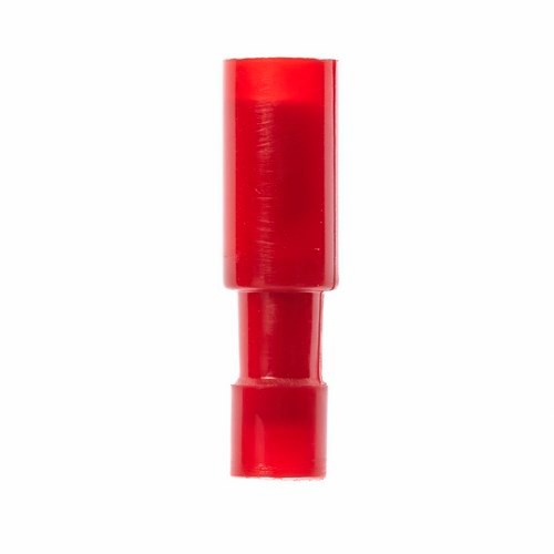 3M™ Scotchlok™ Color-Coded Bullet Style Female Disconnect Terminal has dents and rolled edges to offer superior holding force while allowing for easy disconnect. The snap plug has a nylon-insulated, butted-seam barrel and withstands temperatures of -40 to 221 degrees F (-40 to 105 degrees C). Its durable brass construction offers good conductivity and a tin-plated finish resists corrosion.