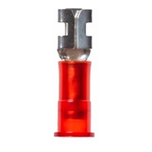 3M™ Scotchlok™ Color-Coded Standard Female Disconnect Terminal has dents and rolled edges to offer superior holding force while allowing for quick and easy disconnect. The terminal has a nylon-insulated, butted-seam barrel and withstands temperatures of -40 to 221 degrees F (-40 to 105 degrees C). Its durable brass construction offers good conductivity and a tin-plated finish resists corrosion.