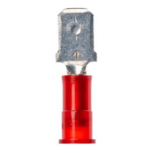 3M™ Scotchlok™ Standard Male Disconnect Terminal offers superior holding force while allowing for quick and easy disconnect. The terminal has a nylon-insulated, butted-seam barrel and withstands temperatures of -40 to 221 degrees F (-40 to 105 degrees C). Its electrolytic copper construction offers good conductivity and a tin-plated finish resists corrosion.