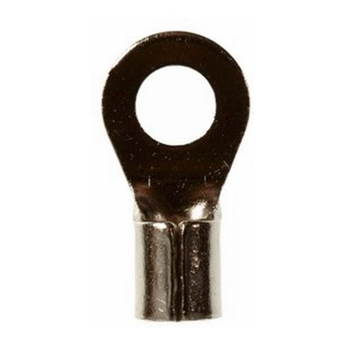 3M™ Scotchlok™ High-Temperature Ring Tongue Terminal ensures an ideal fit while offering reliable and safe performance. The terminal has a non-insulated, butted-seam barrel and withstands a maximum temperature of 900 degrees F (482 degrees C). Steel construction offers durability and a nickel-plated finish resists corrosion.
