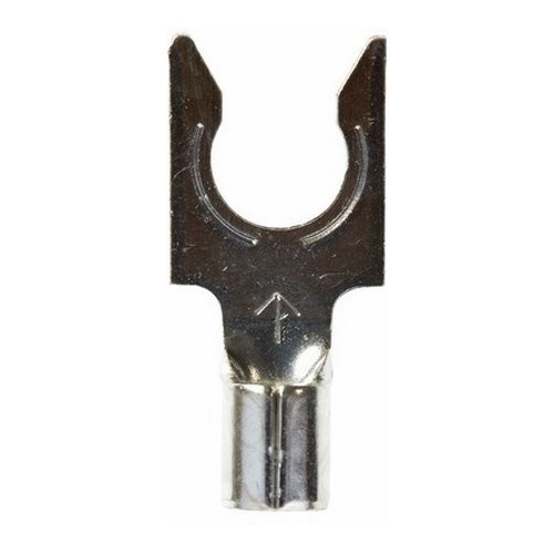3M™ Scotchlok™ Locking Fork is a lug connection terminal that has a spring-like tongue to securely lock around the stud. The non-insulated, butted-seam barrel has a beveled mouth that guides the wire into position, and it withstands a maximum temperature of 347 degrees F (175 degrees C). Electrolytic copper construction offers good conductivity and a tin-plated finish resists corrosion.