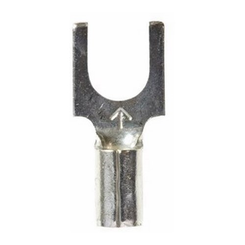 3M™ Scotchlok™ Block Fork is a lug connection terminal that ensures an ideal fit while offering reliable and safe performance. The non-insulated, butted-seam barrel has a beveled mouth that guides the wire into position, and it withstands temperatures of 347 degrees F (175 degrees C). Electrolytic copper construction offers good conductivity and a tin-plated finish resists corrosion.
