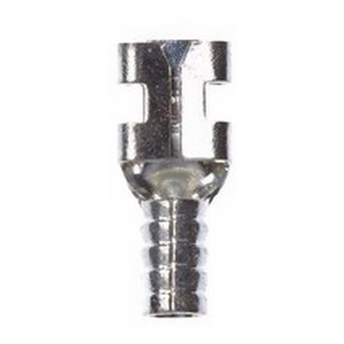 3M™ Scotchlok™ Standard Female Disconnect Terminal has dents and rolled edges to offer superior holding force while allowing for quick and easy disconnect. The terminal has a non-insulated, butted-seam barrel and withstands a maximum temperature of 347 degrees F (175 degrees C). Its durable brass construction offers good conductivity and a tin-plated finish resists corrosion.