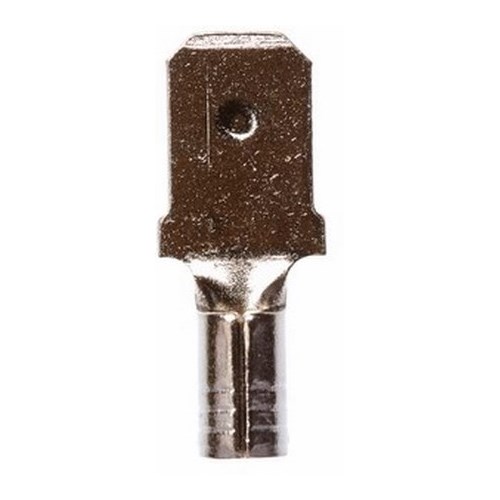 3M™ Scotchlok™ High-Temperature Male Disconnect Terminal offers superior holding force while allowing for quick and easy disconnect. The terminal has a non-insulated, butted-seam barrel and withstands a maximum temperature of 900 degrees F (482 degrees C). Its steel construction offers durability and a nickel-plated finish resists corrosion.