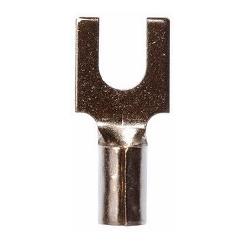 3M™ Scotchlok™ High-Temperature Block Fork is a lug connection terminal that ensures an ideal fit while offering reliable and safe performance. The terminal has a non-insulated, butted-seam barrel and withstands a maximum temperature of 900 degrees F (482 degrees C). Steel construction offers durability and a nickel-plated finish resists corrosion.
