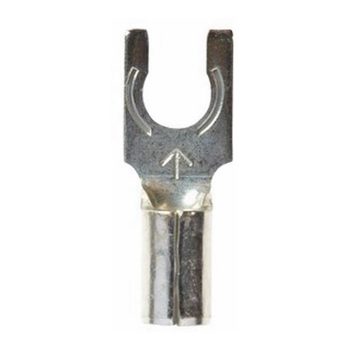 MU14-6FLK 054007018575 3M™ Scotchlok™ Locking Fork is a lug connection terminal that has a spring-like tongue to securely lock around the stud. The non-insulated, butted-seam barrel has a beveled mouth that guides the wire into position, and it withstands a maximum temperature of 347 degrees F (175 degrees C). Electrolytic copper construction offers good conductivity and a tin-plated finish resists corrosion.