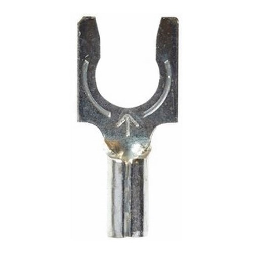 3M™ Scotchlok™ Locking Fork is a lug connection terminal that has a spring-like tongue to securely lock around the stud. The non-insulated, butted-seam barrel has a beveled mouth that guides the wire into position, and it withstands a maximum temperature of 347 degrees F (175 degrees C). Electrolytic copper construction offers good conductivity and a tin-plated finish resists corrosion.