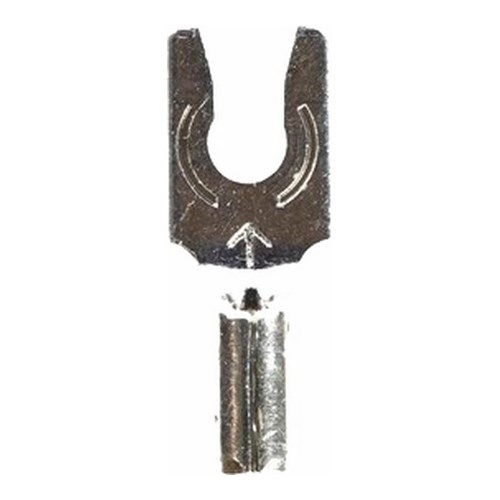 3M™ Scotchlok™ Locking Fork is a lug connection terminal that has a spring-like tongue to securely lock around the stud. The non-insulated, butted-seam barrel has a beveled mouth that guides the wire into position, and it withstands a maximum temperature of 347 degrees F (175 degrees C). Electrolytic copper construction offers good conductivity and a tin-plated finish resists corrosion.