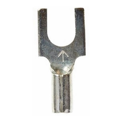 3M™ Scotchlok™ Block Fork is a lug connection terminal that ensures an ideal fit while offering reliable and safe performance. The non-insulated, butted-seam barrel has a beveled mouth that guides the wire into position, and it withstands temperatures of 347 degrees F (175 degrees C). Electrolytic copper construction offers good conductivity and a tin-plated finish resists corrosion.