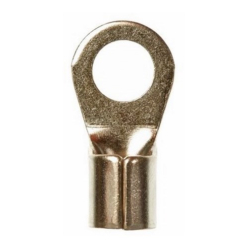 3M™ Scotchlok™ High-Temperature Ring Tongue Terminal ensures an ideal fit while offering reliable and safe performance. The terminal has a non-insulated, butted-seam barrel and withstands a maximum temperature of 900 degrees F (482 degrees C). Steel construction offers durability and a nickel-plated finish resists corrosion.