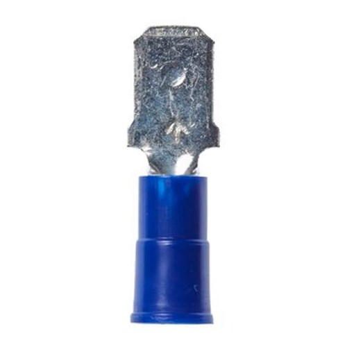 3M™ Scotchlok™ Color-Coded Standard Male Disconnect Terminal offers superior holding force while allowing for quick and easy disconnect. The terminal has a vinyl-insulated, butted-seam barrel and withstands temperatures of -40 to 221 degrees F (-40 to 105 degrees C). Its electrolytic copper construction offers good conductivity and a tin-plated finish resists corrosion.