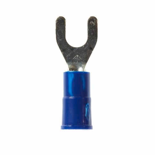 3M™ Scotchlok™ Color-Coded Standard Fork is a lug connection terminal that has a wider tongue for use on free-standing studs. The terminal has a vinyl-insulated, butted-seam barrel and withstands temperatures of -40 to 221 degrees F (-40 to 105 degrees C). Electrolytic copper construction offers good conductivity and a tin-plated finish resists corrosion.