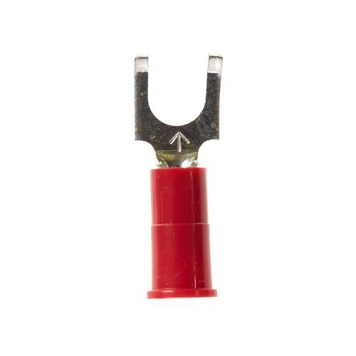 3M™ Scotchlok™ Color-Coded Flanged Block Fork is a lug connection terminal that ensures an ideal fit while offering reliable and safe performance. The terminal has a vinyl-insulated, butted-seam barrel and withstands temperatures of -40 to 221 degrees F (-40 to 105 degrees C). Electrolytic copper construction offers good conductivity and a tin-plated finish resists corrosion.
