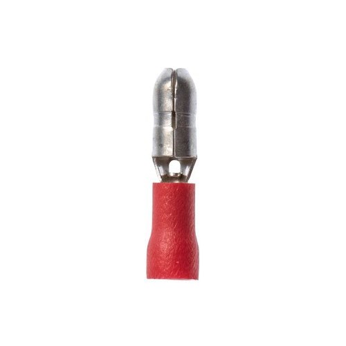 3M™ Scotchlok™ Color-Coded Standard Bullet-Style Male Disconnect Terminal offers superior holding force while allowing for quick and easy disconnect. The snap plug has a vinyl-insulated, butted-seam barrel and withstands temperatures of -40 to 221 degrees F (-40 to 105 degrees C). Its durable brass construction offers good conductivity and a tin-plated finish resists corrosion.