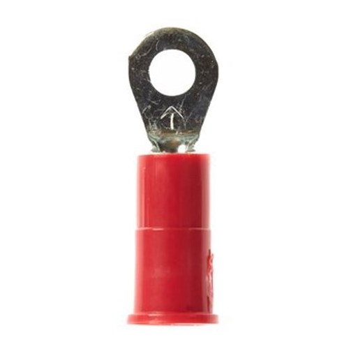 3M™ Scotchlok™ Color-Coded Small Ring Tongue Terminal ensures an ideal fit while offering reliable and safe performance. The terminal has a vinyl-insulated, butted-seam barrel and withstands temperatures of -40 to 221 degrees F (-40 to 105 degrees C). Electrolytic copper construction offers good conductivity and a tin-plated finish resists corrosion.