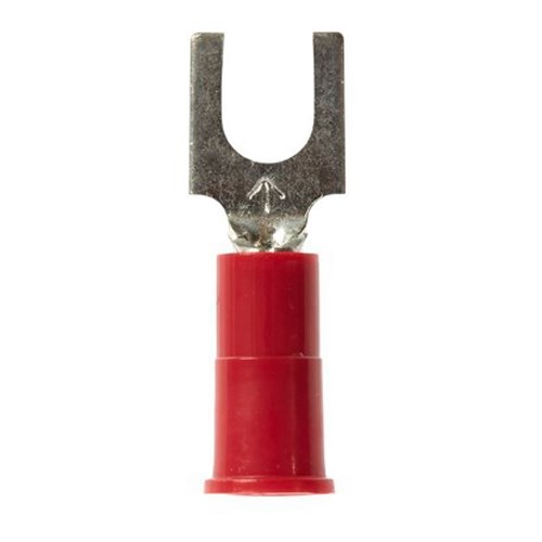 3M™ Scotchlok™ Color-Coded Block Fork is a lug connection terminal that ensures an ideal fit while offering reliable and safe performance. The terminal has a vinyl-insulated, butted-seam barrel and withstands temperatures of -40 to 221 degrees F (-40 to 105 degrees C). Electrolytic copper construction offers good conductivity and a tin-plated finish resists corrosion.