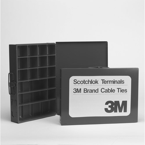 3M™ Scotchlok™ Terminal Box has steel construction to ensure durability and long-lasting usage. It has 14 terminal compartments and 3 larger compartments to keep the contents well-organized.