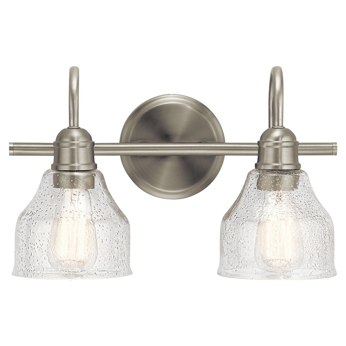 Product image for Kichler 45972NI Avery 14.75" 2 Light Vanity Light with Clear Seeded Glass Brushed Nickel