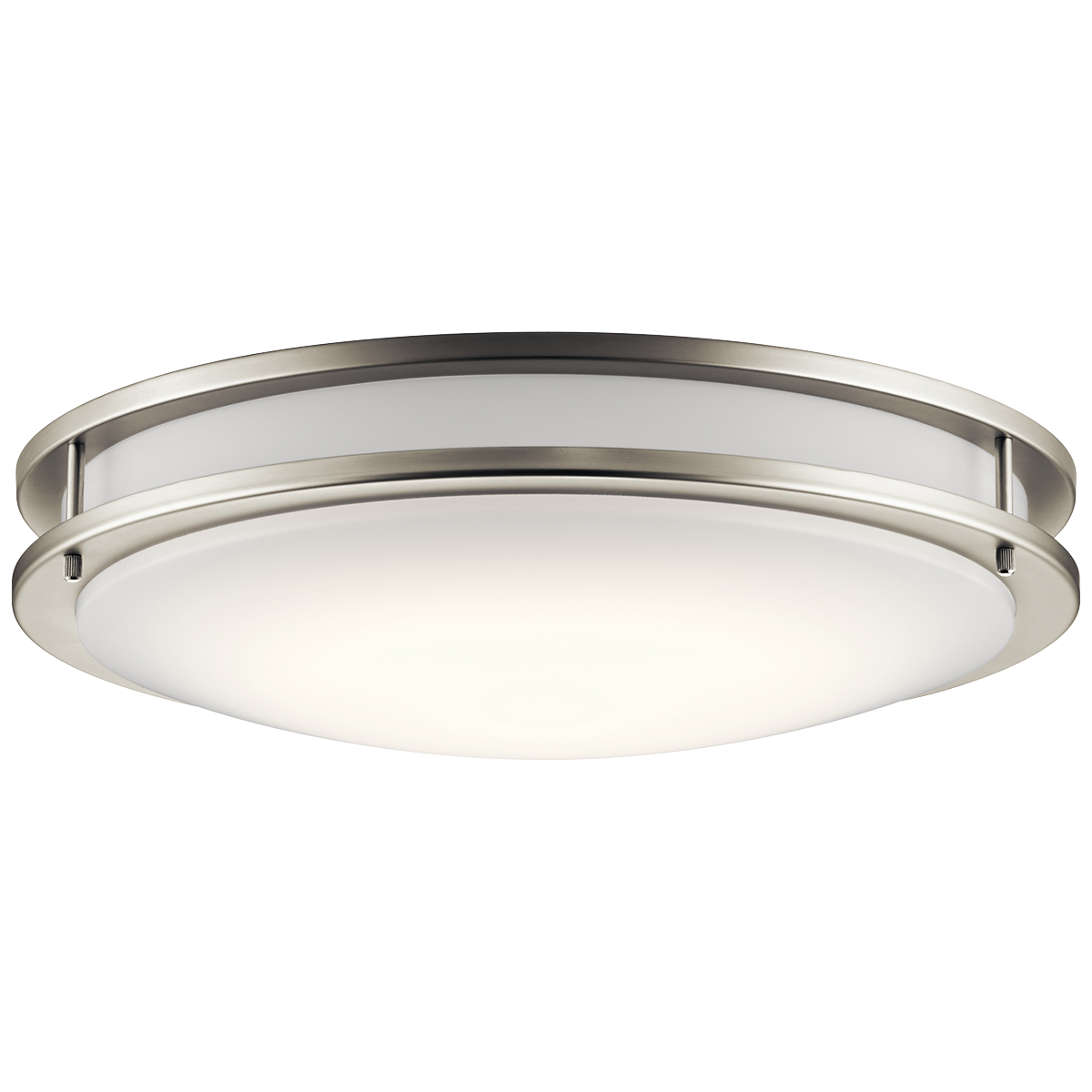 This beautiful LED flush mount features clean lines and a white acrylic diffuser. To complete the look, this light offers a Brushed Nickel finish.