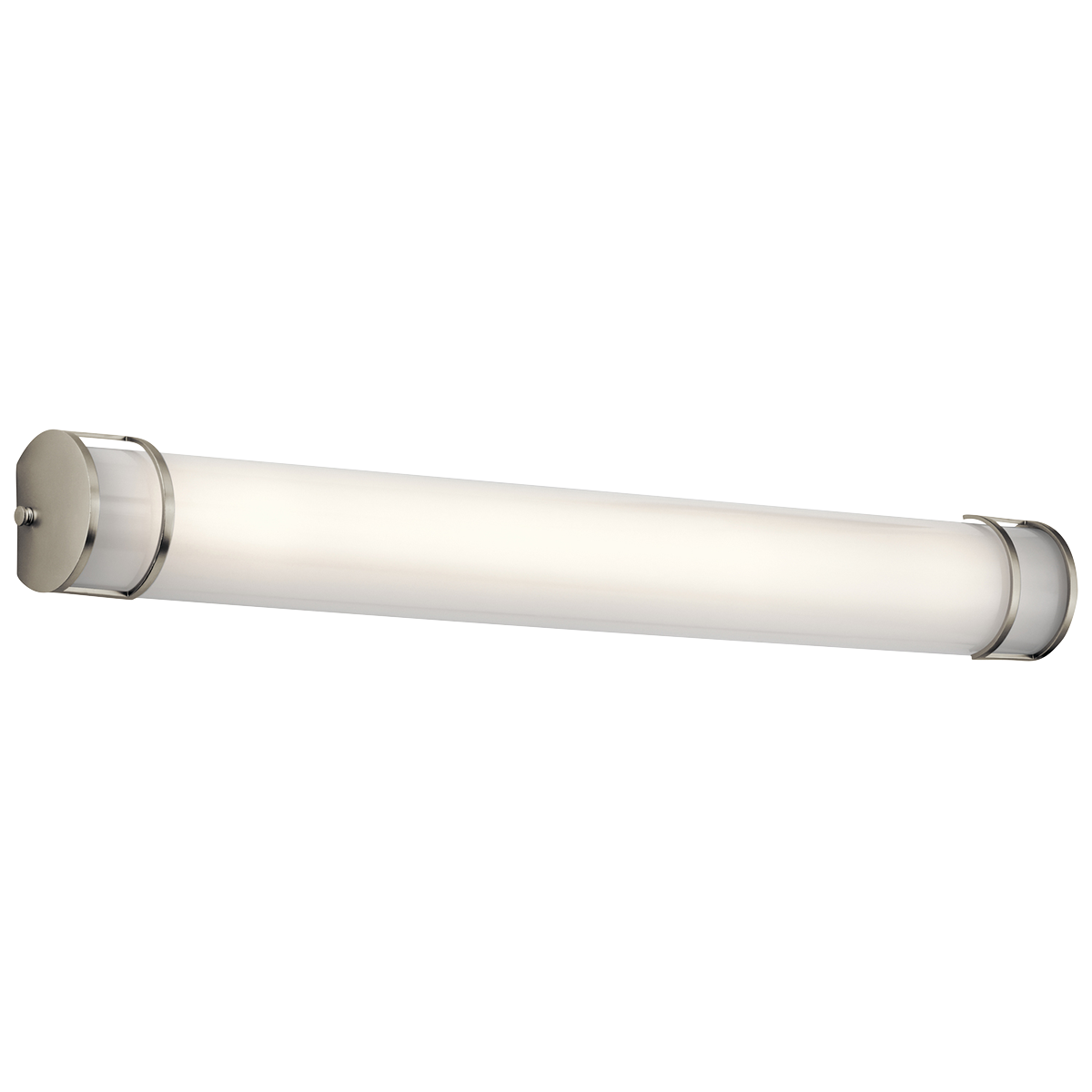 This LED, 36 inch linear fixture is understated and clean, perfect for a bathroom space, or as a wall sconce. Featuring a Brushed Nickel finish and white polycarbonate diffuser, this fixture will effortlessly blend with your existing dÃƒÂ(c)cor.