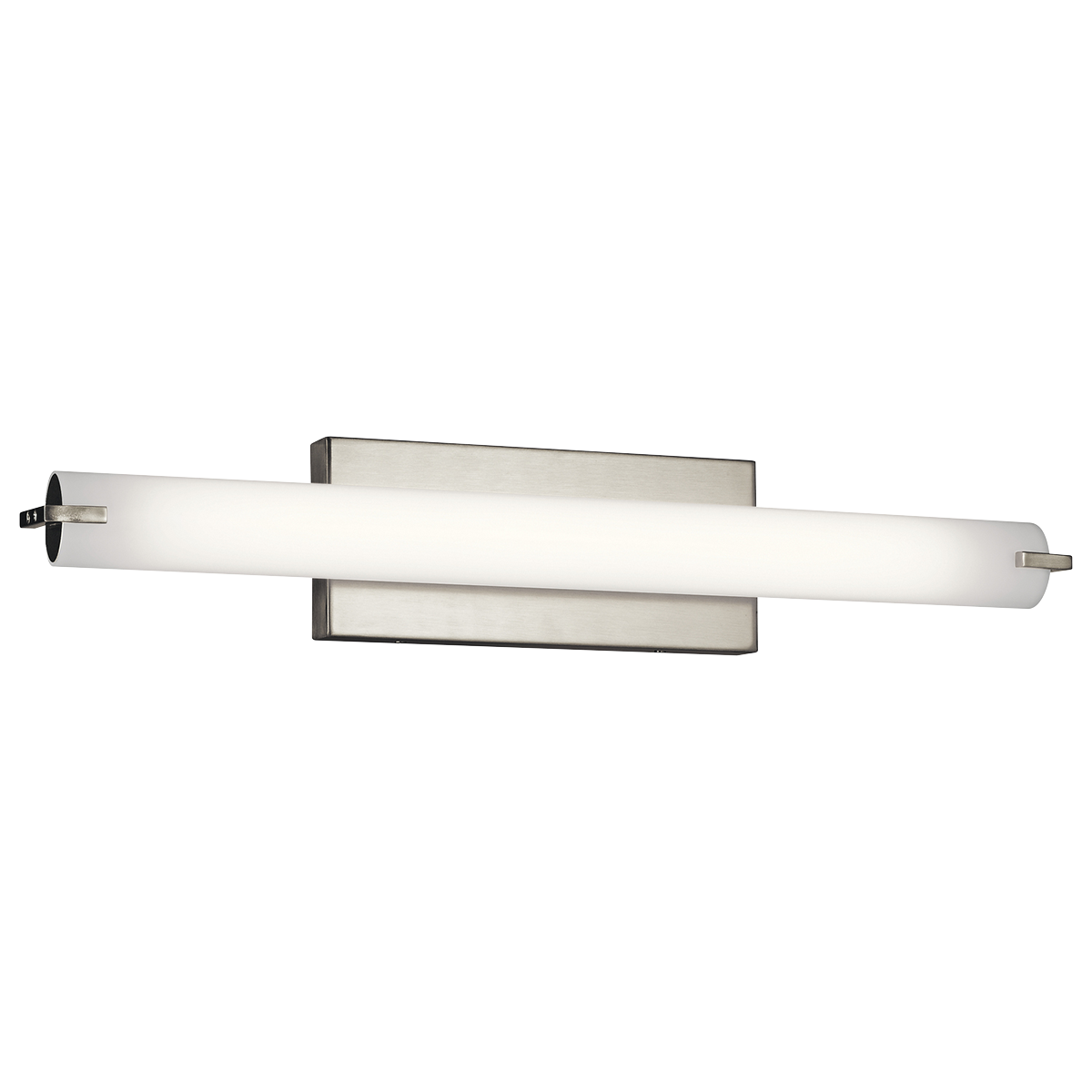 This LED, 26 inch linear wall fixture is a versatile piece. The Brushed Nickel finish and a white acrylic diffuser create a crisp look and bright, clean ambience. Horizontal or vertical mounting options add to the versatility of this fixture.