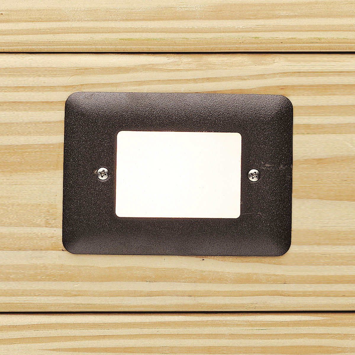 2700K WARM-WHITE LED MINI STEP LIGHT - Designed to be integrated into outdoor steps. Casts a low, even spread of energy efficient LED light. With acrylic lens in Textured Architectural Bronze.